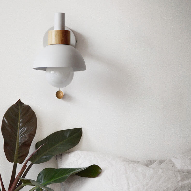 Wall Light with Pull Cord and Globe-Shaped Shade for Bedroom Reading Nook Living Room Ambient Light Scandinavian | Sansoti