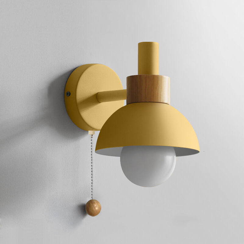 Wall Light with Pull Cord and Globe-Shaped Shade for Bedroom Reading Nook Living Room Ambient Light Scandinavian | Sansoti