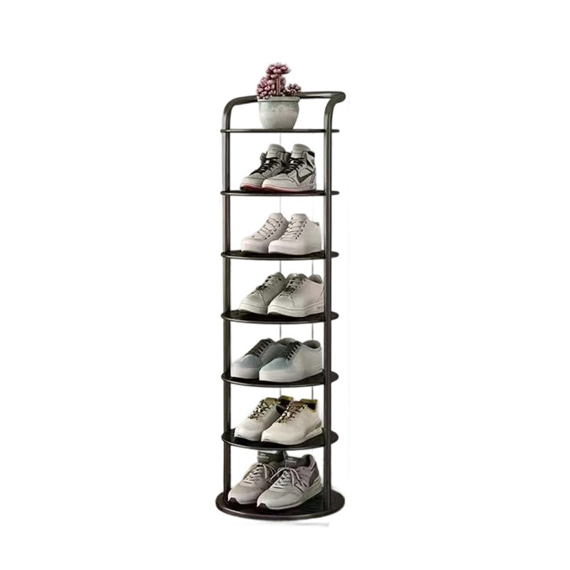 Round Metal Shoe Rack 5–8 Tiers Black White Gold Hallway Wardrobe Bedroom Space-Saving Minimalist | Sansoti