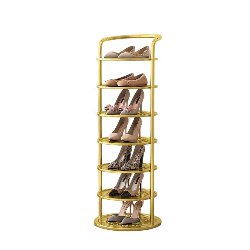 Round Metal Shoe Rack 5–8 Tiers Black White Gold Hallway Wardrobe Bedroom Space-Saving Minimalist | Sansoti
