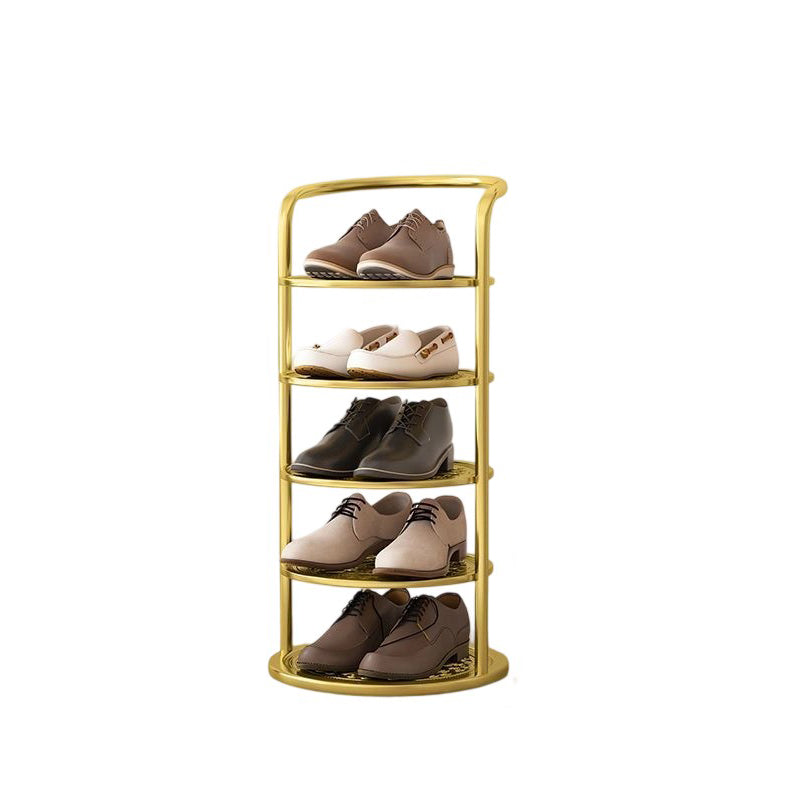 Round Metal Shoe Rack 5–8 Tiers Black White Gold Hallway Wardrobe Bedroom Space-Saving Minimalist | Sansoti