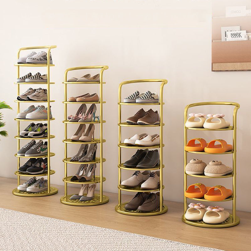 Round Metal Shoe Rack 5–8 Tiers Black White Gold Hallway Wardrobe Bedroom Space-Saving Minimalist | Sansoti