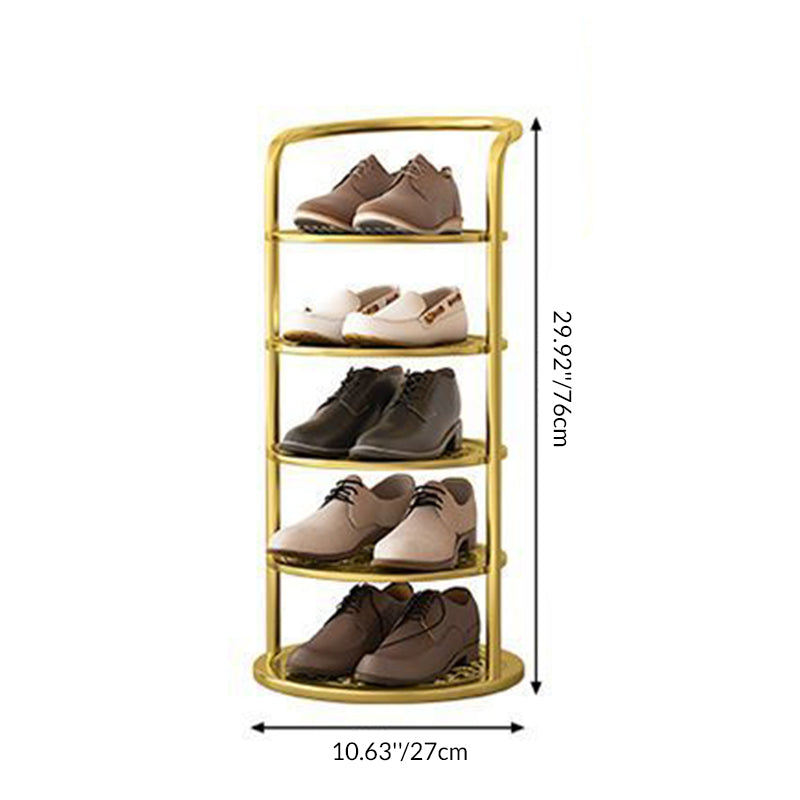 Round Metal Shoe Rack 5–8 Tiers Black White Gold Hallway Wardrobe Bedroom Space-Saving Minimalist | Sansoti