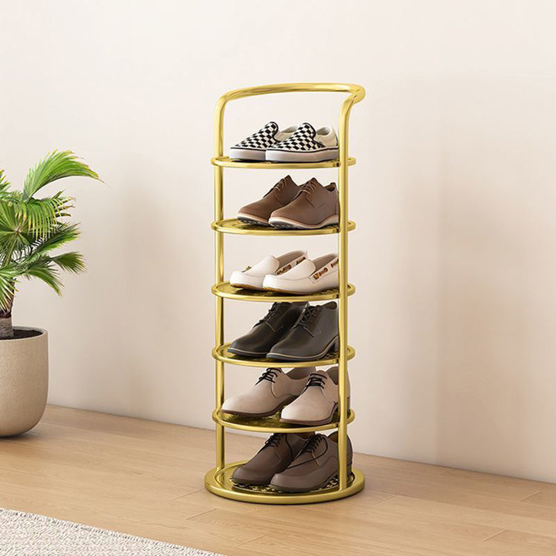 Round Metal Shoe Rack 5–8 Tiers Black White Gold Hallway Wardrobe Bedroom Space-Saving Minimalist | Sansoti