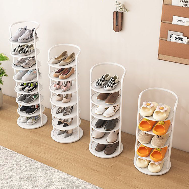 Round Metal Shoe Rack 5–8 Tiers Black White Gold Hallway Wardrobe Bedroom Space-Saving Minimalist | Sansoti