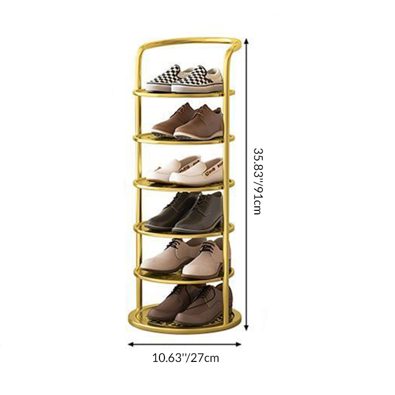 Round Metal Shoe Rack 5–8 Tiers Black White Gold Hallway Wardrobe Bedroom Space-Saving Minimalist | Sansoti