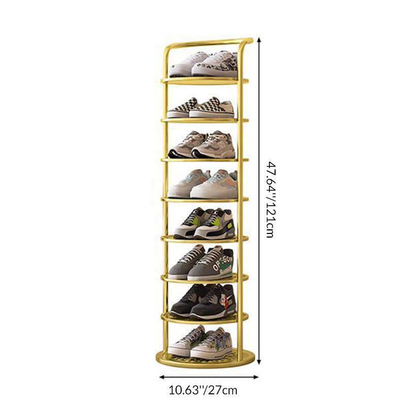 Round Metal Shoe Rack 5–8 Tiers Black White Gold Hallway Wardrobe Bedroom Space-Saving Minimalist | Sansoti