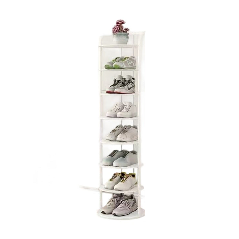 Round Metal Shoe Rack 5–8 Tiers Black White Gold Hallway Wardrobe Bedroom Space-Saving Minimalist | Sansoti