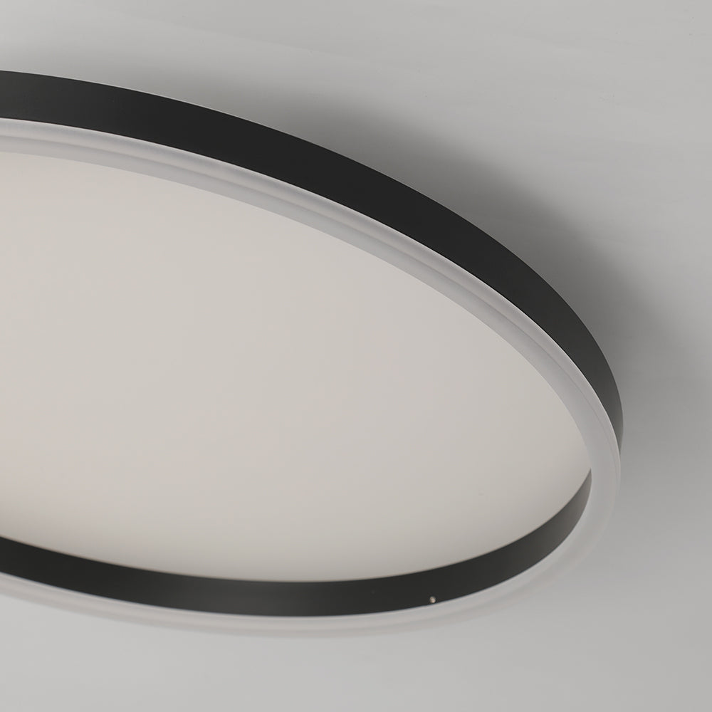 Modern Ring-Shaped LED Ceiling Light Black Metal Design Living Room Bedroom Dimmable Color Temperature | Sansoti