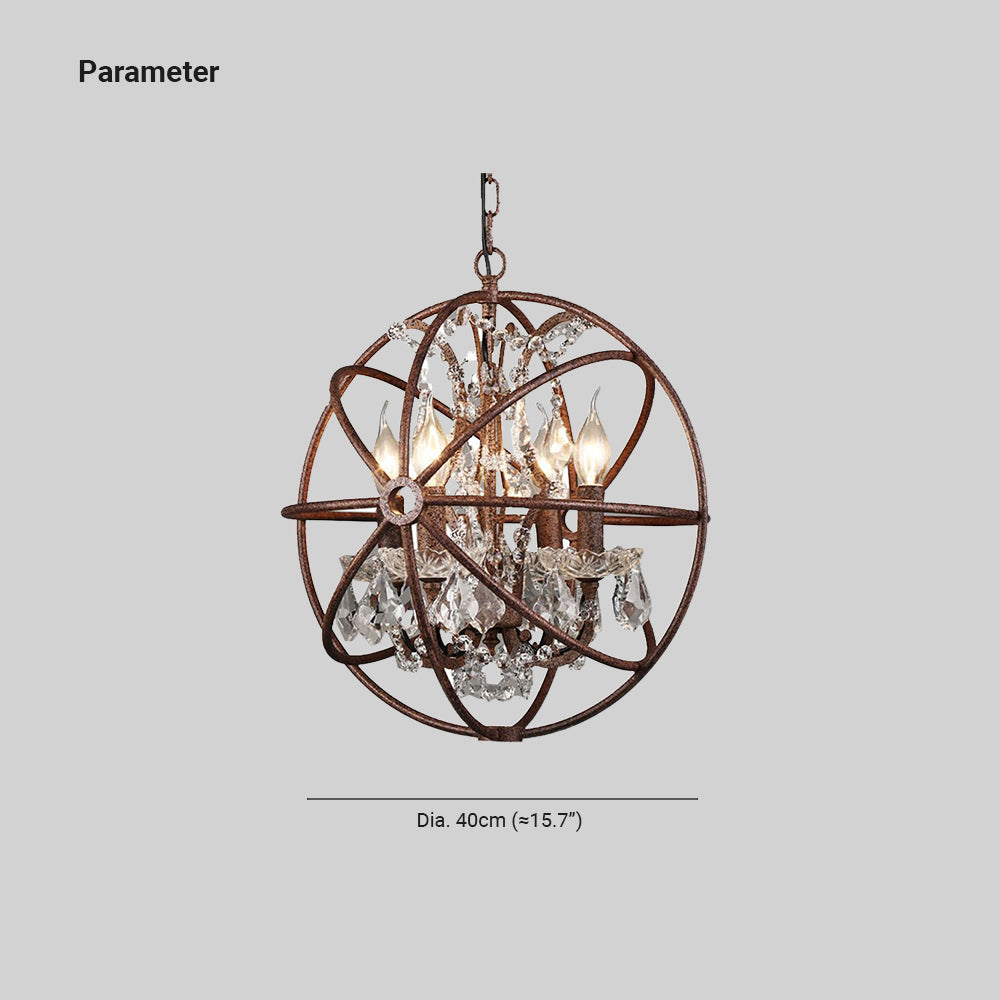 Pendant Light Metal Crystal 4 Lights Black Rust Vintage Ambient Light Living Room Dining Room Bedroom Retro Design | Sansoti