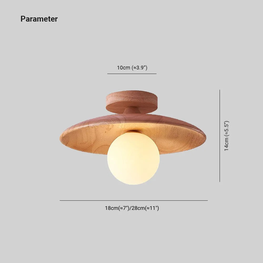 Deckenleuchte Holz Glas Aufbau 18-28 cm G9-Fassung Küche Flur Schlafzimmer Natürliche Holzmaserung Modern Skandinavisch | Sansoti