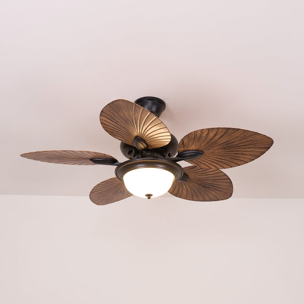 Ventilateur de plafond en bois tropical avec éclairage – télécommande 6 vitesses | Sansoti