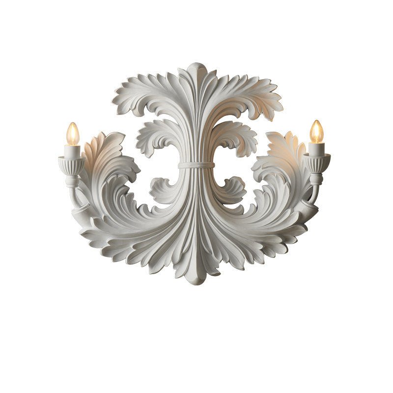 Classic Baroque Wall Lamp With Floral Plaster Details And Double Light Source For Atmospheric Indoor Lighting | Sansoti