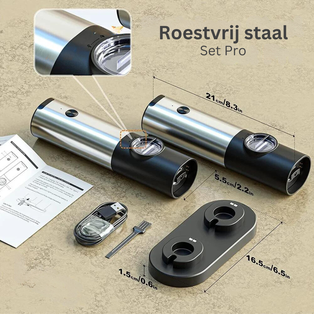 Electric Salt and Pepper Mill Set – Automatic Spice Grinder with USB Rechargeable | Sansoti