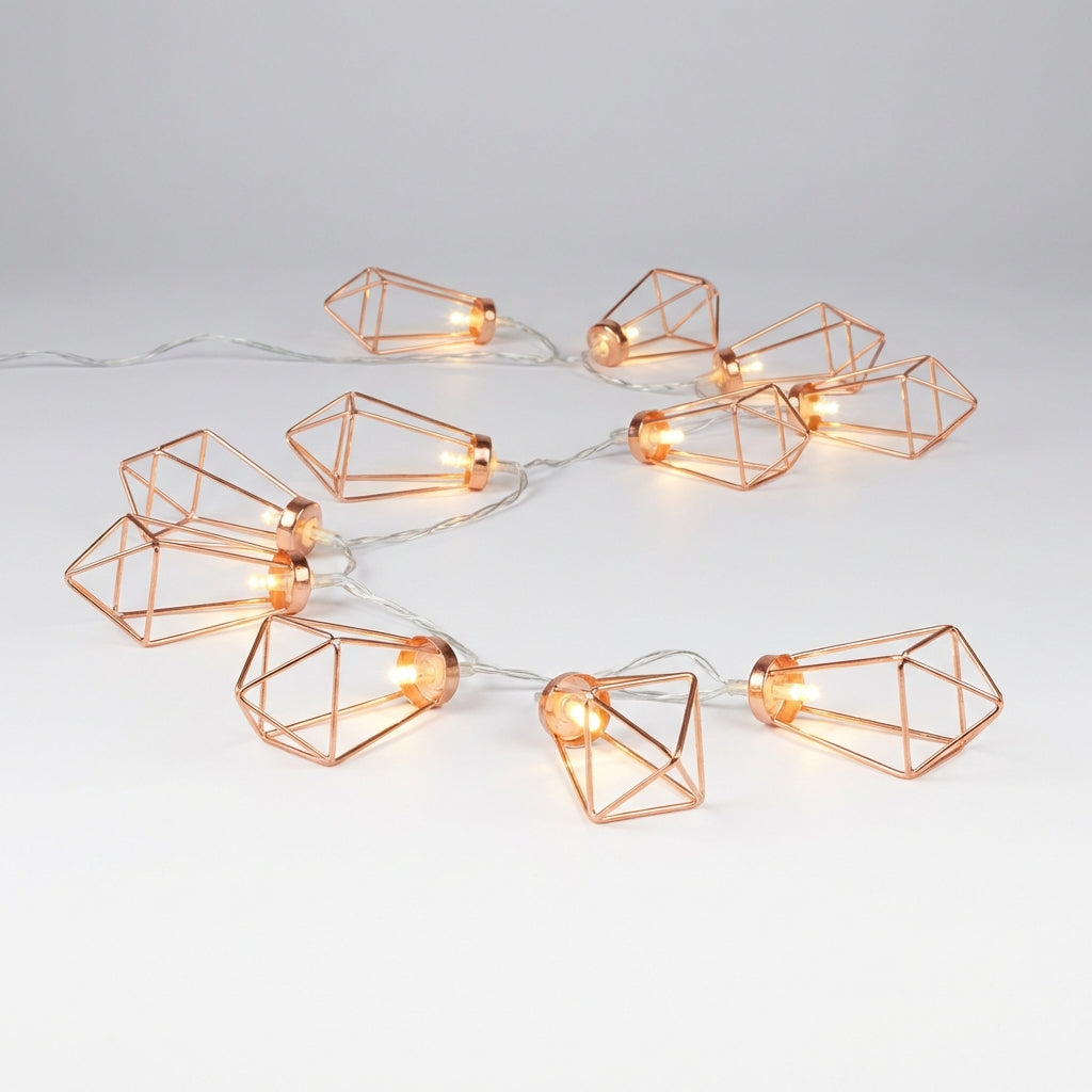 Light String Diamond LED Copper Steel Battery 20 Lights Geometric Ambient Lighting Living Room Bedroom Garden Party Decoration | Sansoti