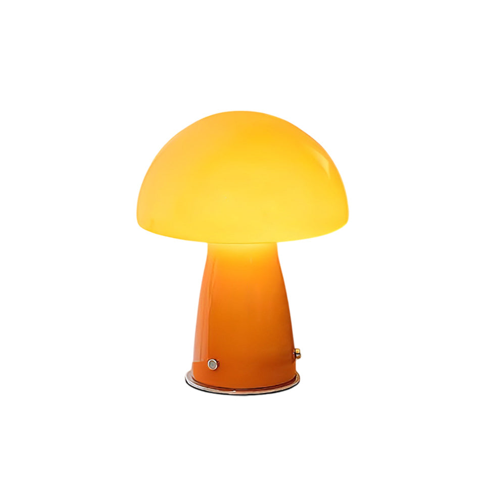Bauhaus Mushroom Table Lamp Glass & Metal — Retro Design with Warm Light — For Living Room, Bedroom, Office | Sansoti