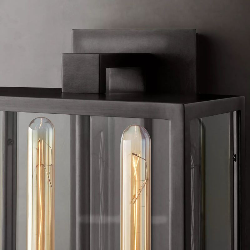 Industriële Wandlamp Staal Glas 18-28cm Vintage Lantaarn Zwart Messing Tin Retro Verlichting Woonkamer Slaapkamer | Sansoti