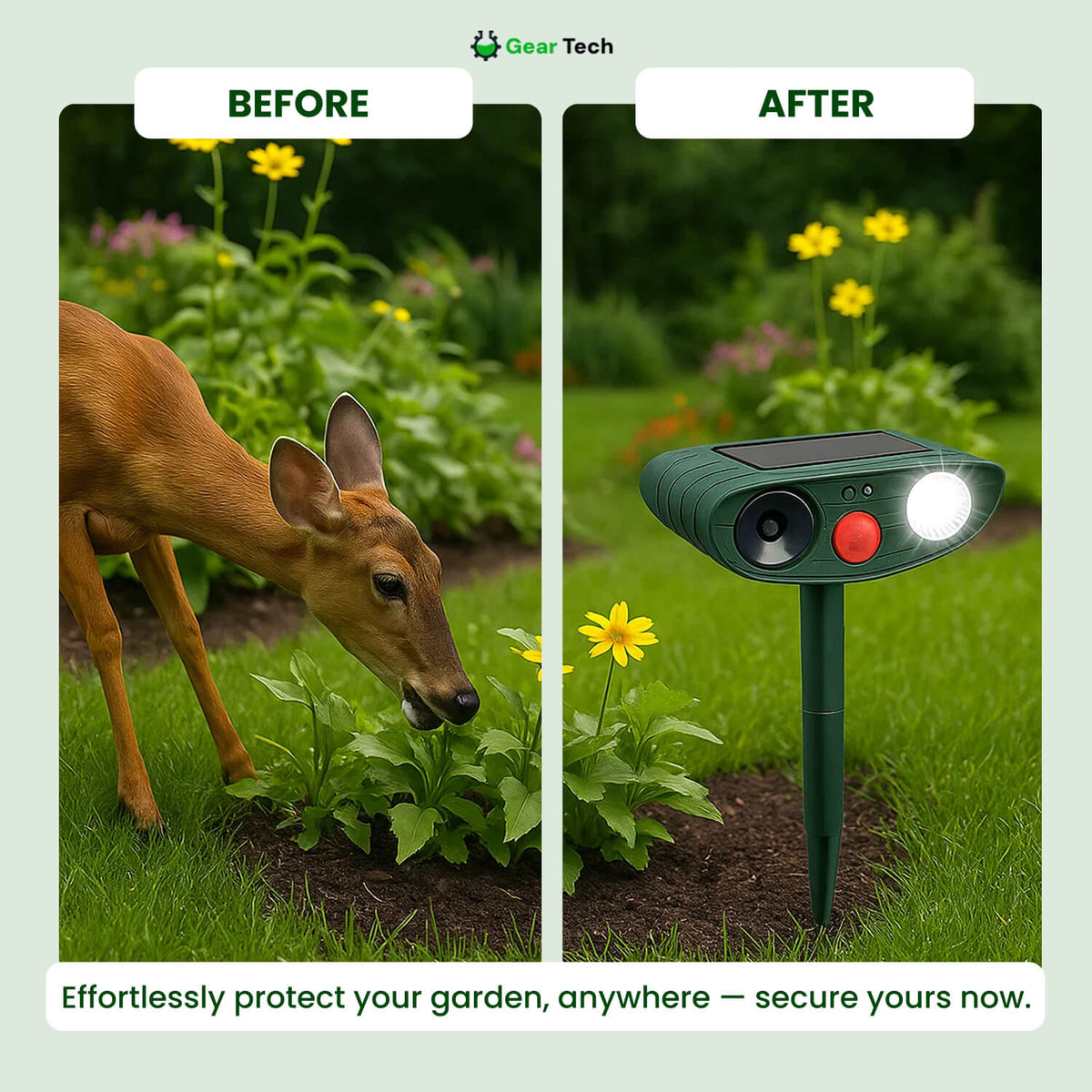 Solar-Powered Ultrasonic Deer Repeller – Effective Animal Deterrent for Garden & Yard within 48 Hours | Sansoti