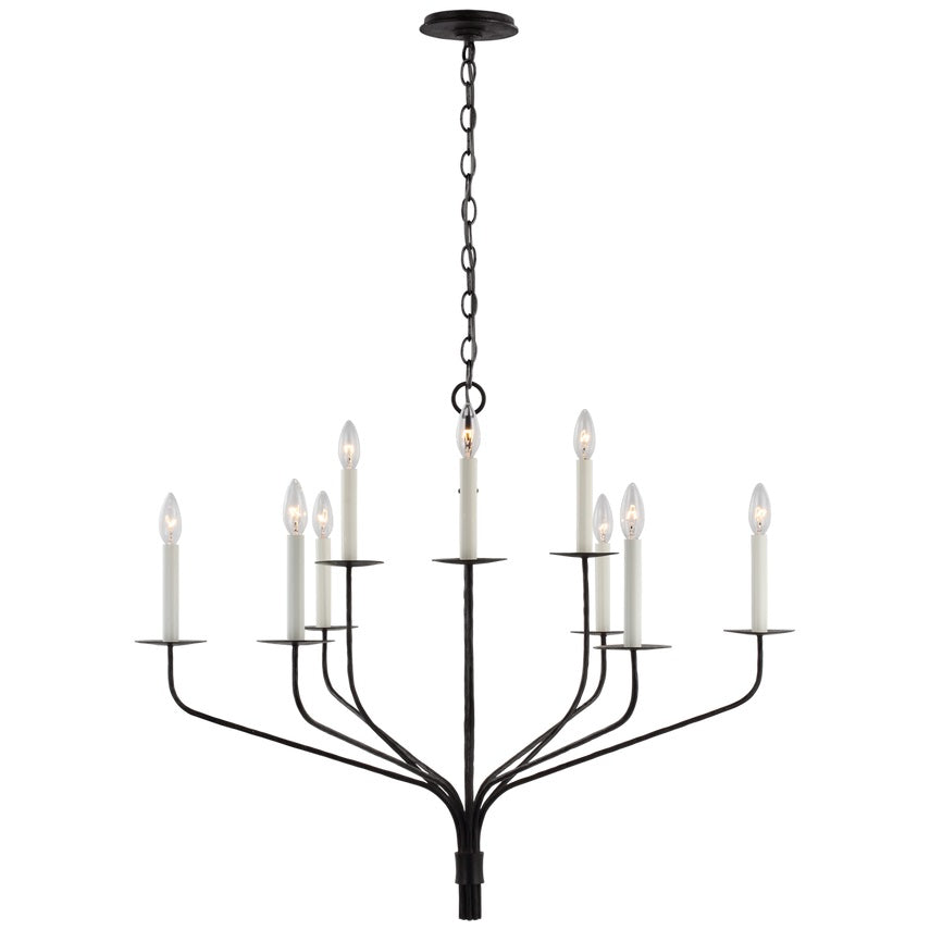 Minimalistische Kroonluchter met Slanke Armen en Kaarsvormige Fittingen – Moderne Design Hanglamp in Messing, Zwart of Nikkel | Sansoti