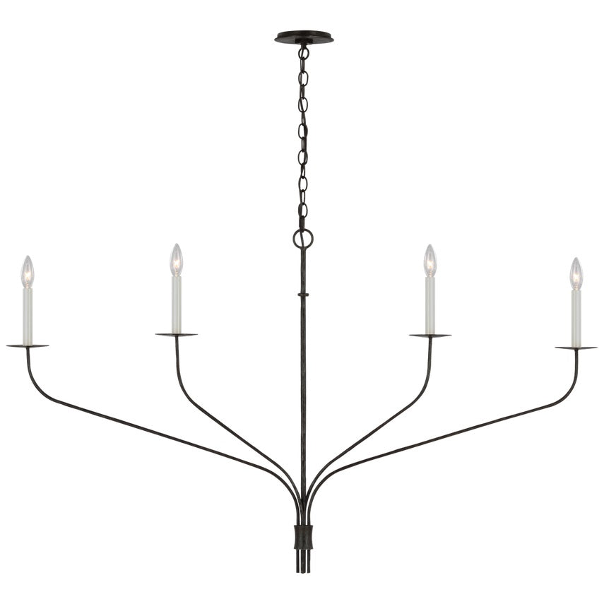Minimalistische Kroonluchter met Slanke Armen en Kaarsvormige Fittingen – Moderne Design Hanglamp in Messing, Zwart of Nikkel | Sansoti