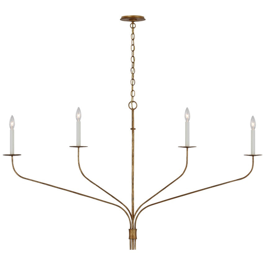 Minimalistische Kroonluchter met Slanke Armen en Kaarsvormige Fittingen – Moderne Design Hanglamp in Messing, Zwart of Nikkel | Sansoti