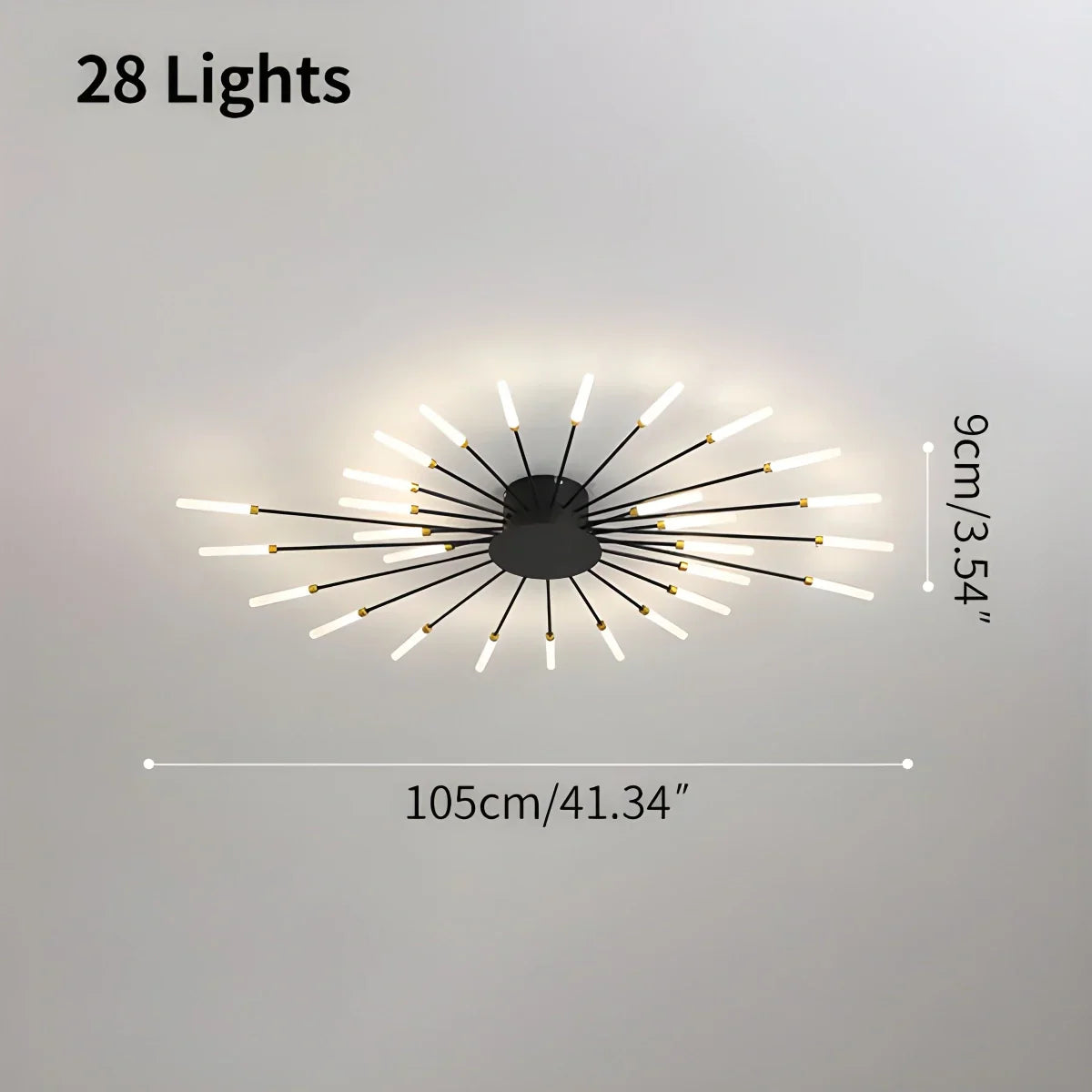 LED Ceiling Lamp Metal 20-42 Light Points Black Gold Living Room Dining Room Star Shape Design Dimmable Modern Lighting Large Spaces | Sansoti