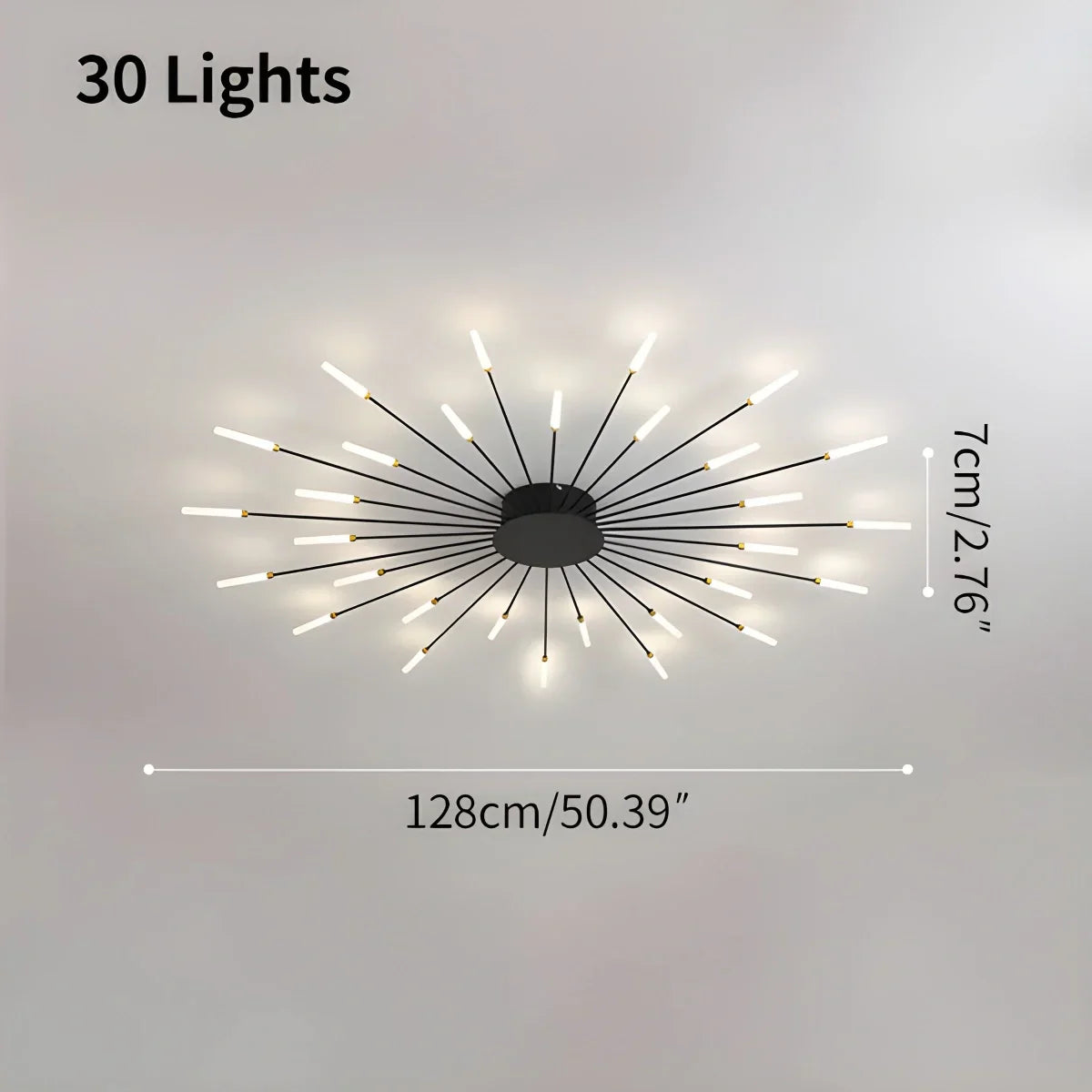 LED Ceiling Lamp Metal 20-42 Light Points Black Gold Living Room Dining Room Star Shape Design Dimmable Modern Lighting Large Spaces | Sansoti