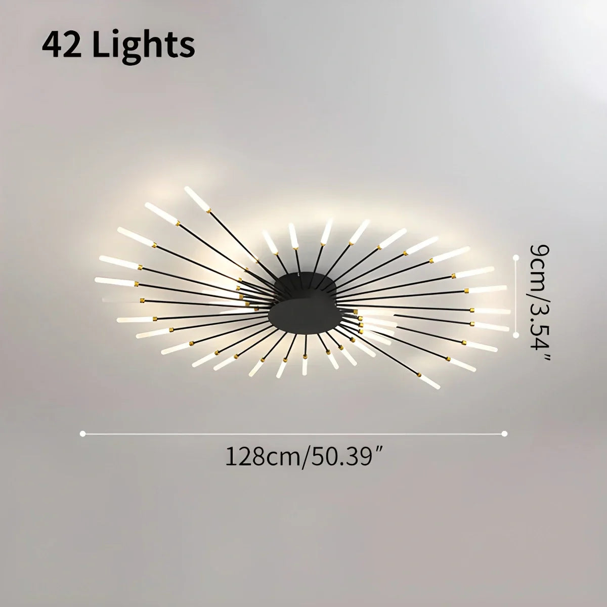 LED Ceiling Lamp Metal 20-42 Light Points Black Gold Living Room Dining Room Star Shape Design Dimmable Modern Lighting Large Spaces | Sansoti