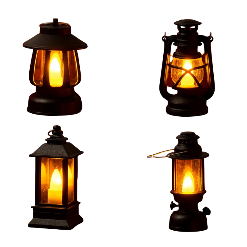 Mini LED Night Light Retro Design Dollhouse Lighting Warm Ambient Light Decorative Miniature Lamp Children's Room | Sansoti