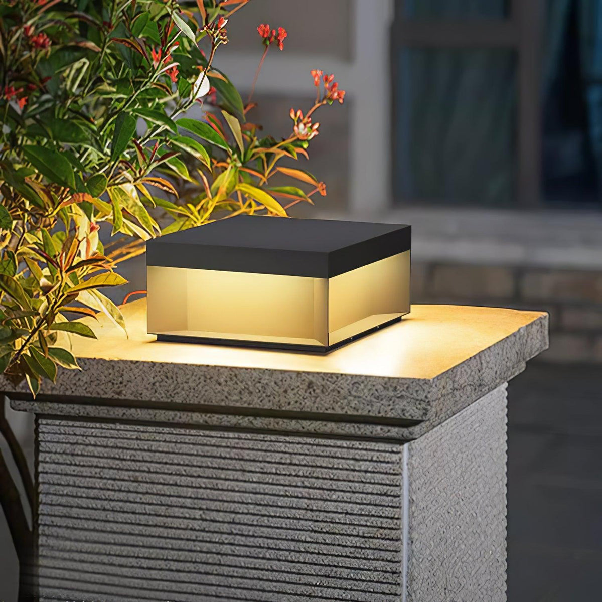 Éclairage solaire sur poteau de jardin moderne IP65 aluminium noir éclairage de chemin étanche pour jardin, allée, terrasse | Sansoti