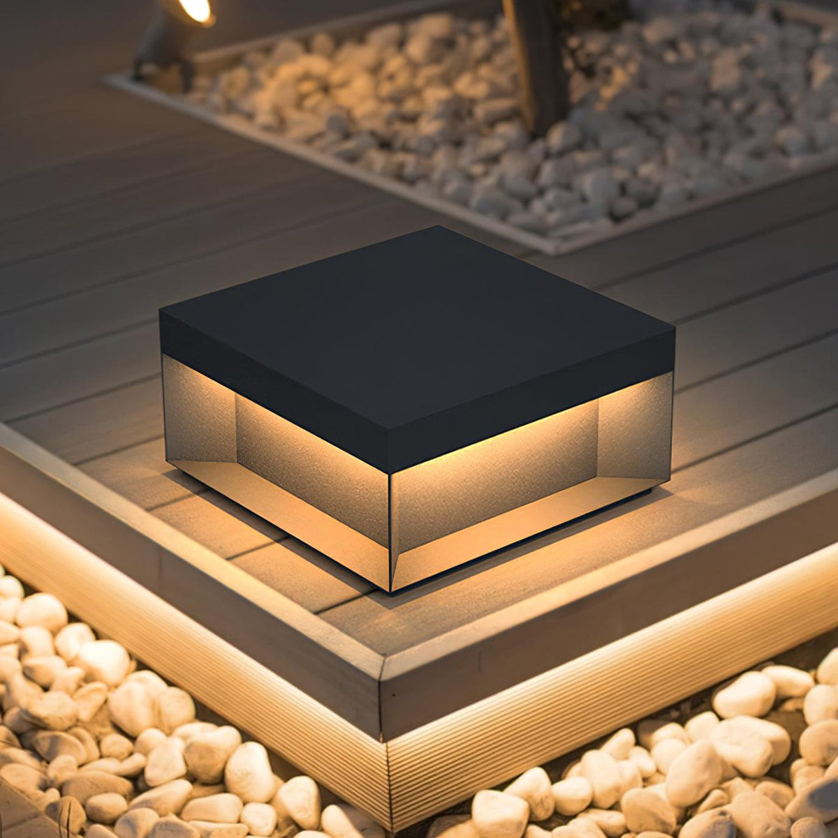 Éclairage solaire sur poteau de jardin moderne IP65 aluminium noir éclairage de chemin étanche pour jardin, allée, terrasse | Sansoti