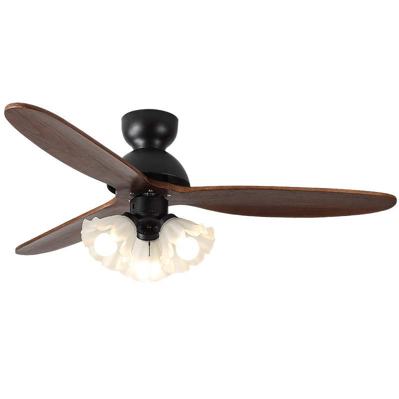 Deckenventilator mit Beleuchtung – Skandinavischer Ventilator mit Lampe – Holzblätter und LED-Beleuchtung | Sansoti