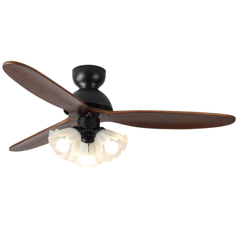 Deckenventilator mit Beleuchtung – Skandinavischer Ventilator mit Lampe – Holzblätter und LED-Beleuchtung | Sansoti