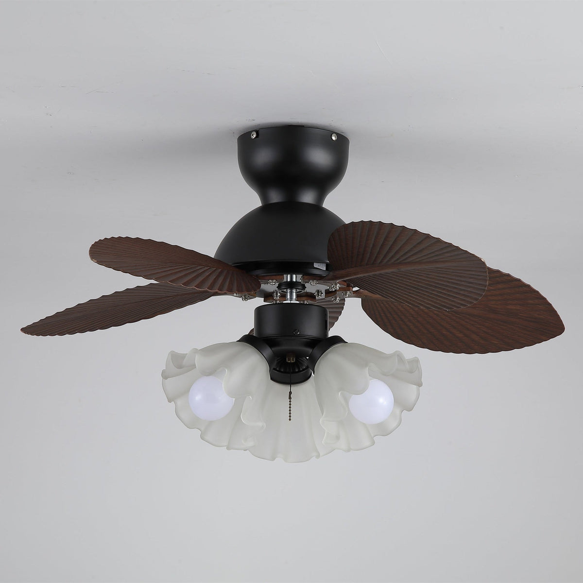 Ceiling Fan with Lighting Ø80cm DC Motor Remote Control Walnut Black 6 Speeds 35W 220V | Sansoti