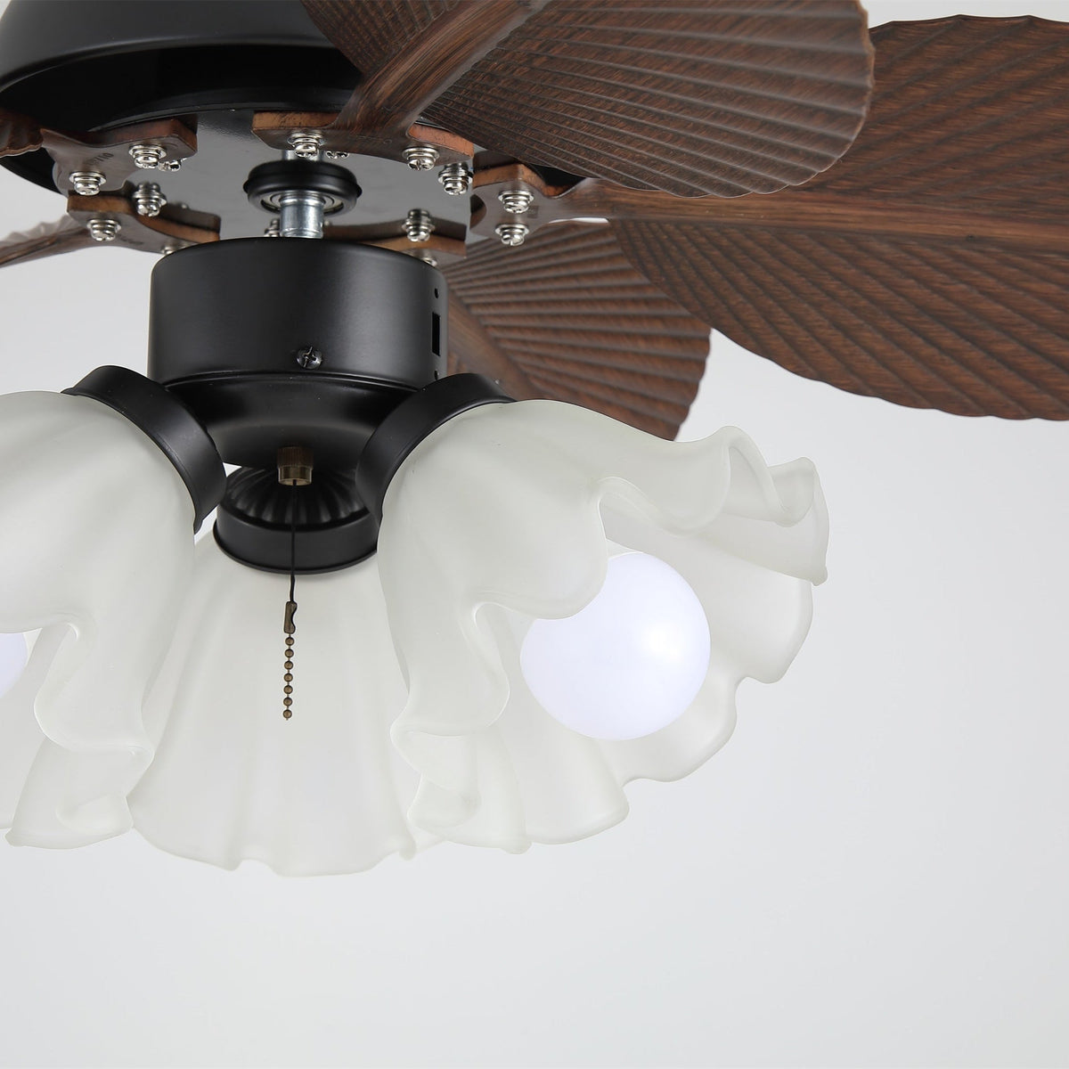 Ceiling Fan with Lighting Ø80cm DC Motor Remote Control Walnut Black 6 Speeds 35W 220V | Sansoti