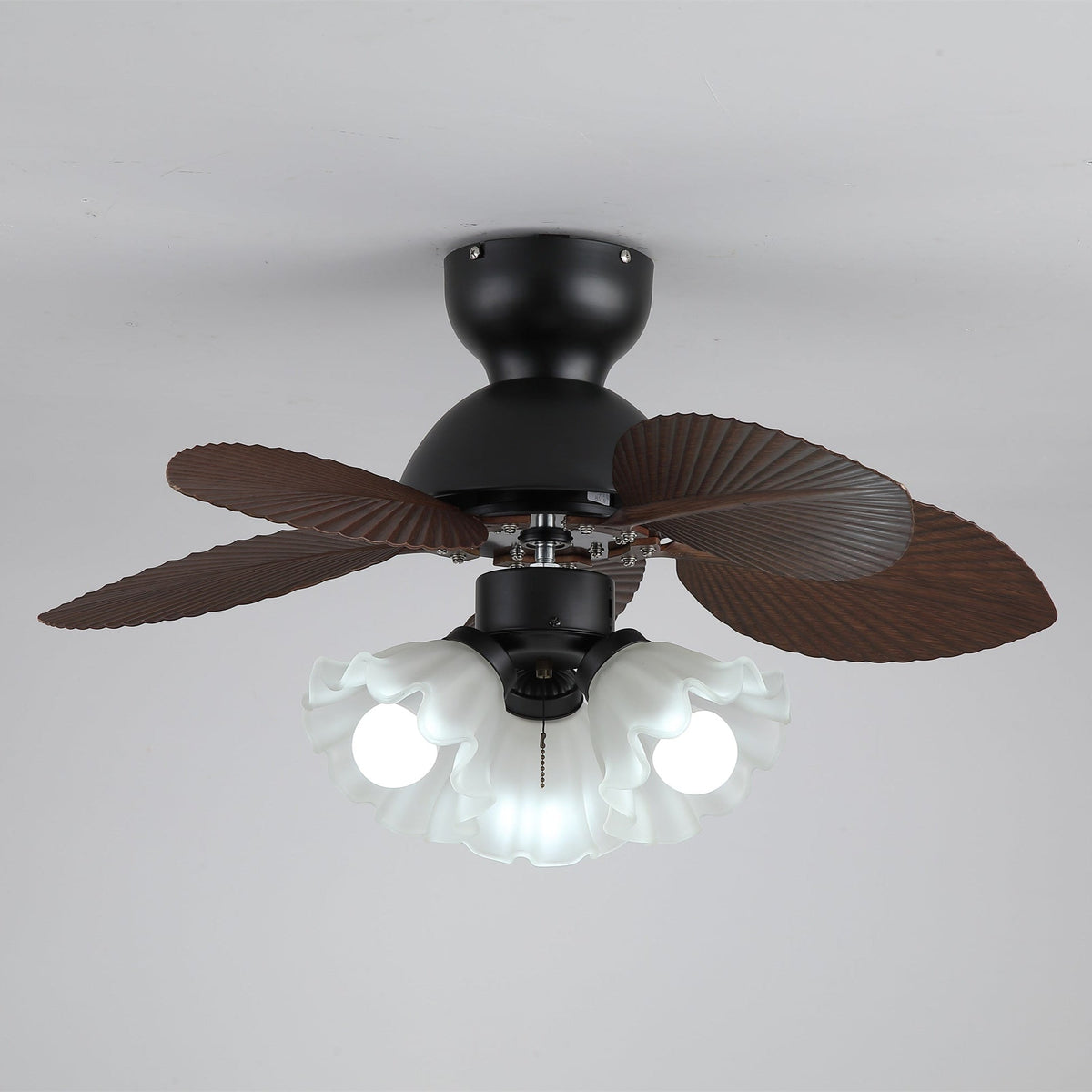 Ceiling Fan with Lighting Ø80cm DC Motor Remote Control Walnut Black 6 Speeds 35W 220V | Sansoti