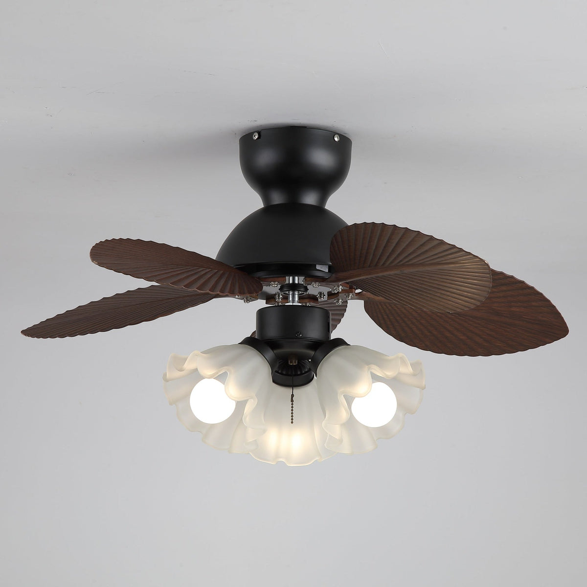 Ceiling Fan with Lighting Ø80cm DC Motor Remote Control Walnut Black 6 Speeds 35W 220V | Sansoti