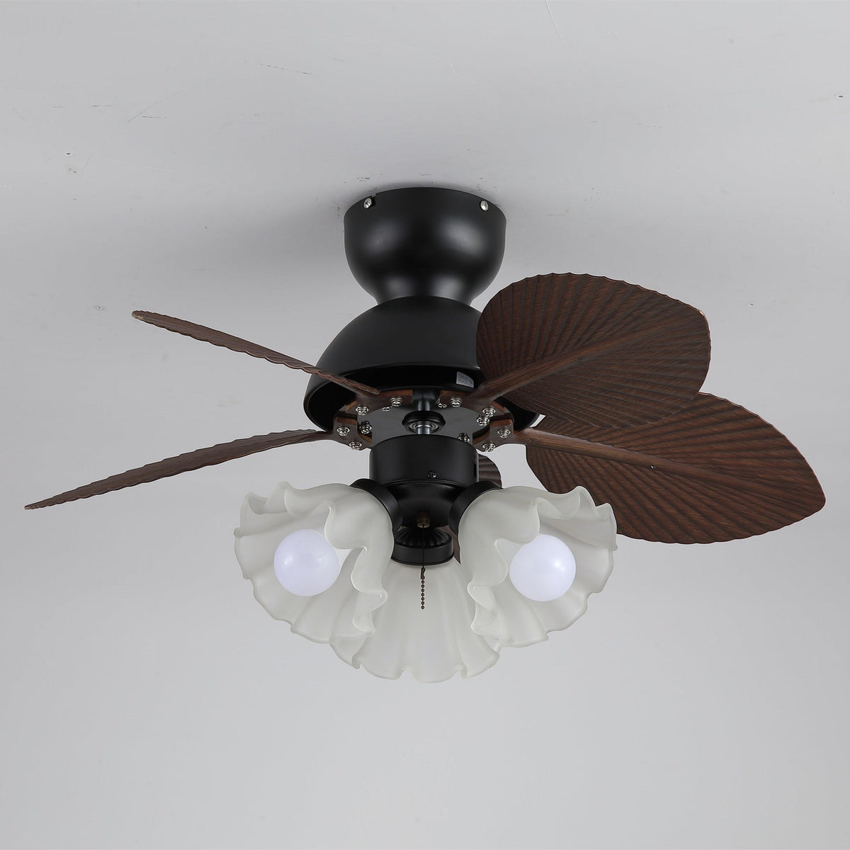 Ceiling Fan with Lighting Ø80cm DC Motor Remote Control Walnut Black 6 Speeds 35W 220V | Sansoti