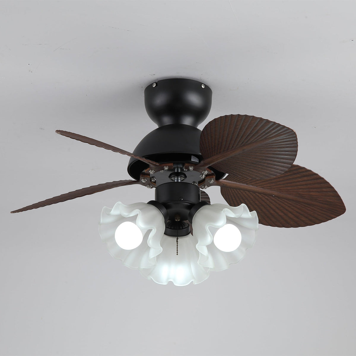 Ceiling Fan with Lighting Ø80cm DC Motor Remote Control Walnut Black 6 Speeds 35W 220V | Sansoti