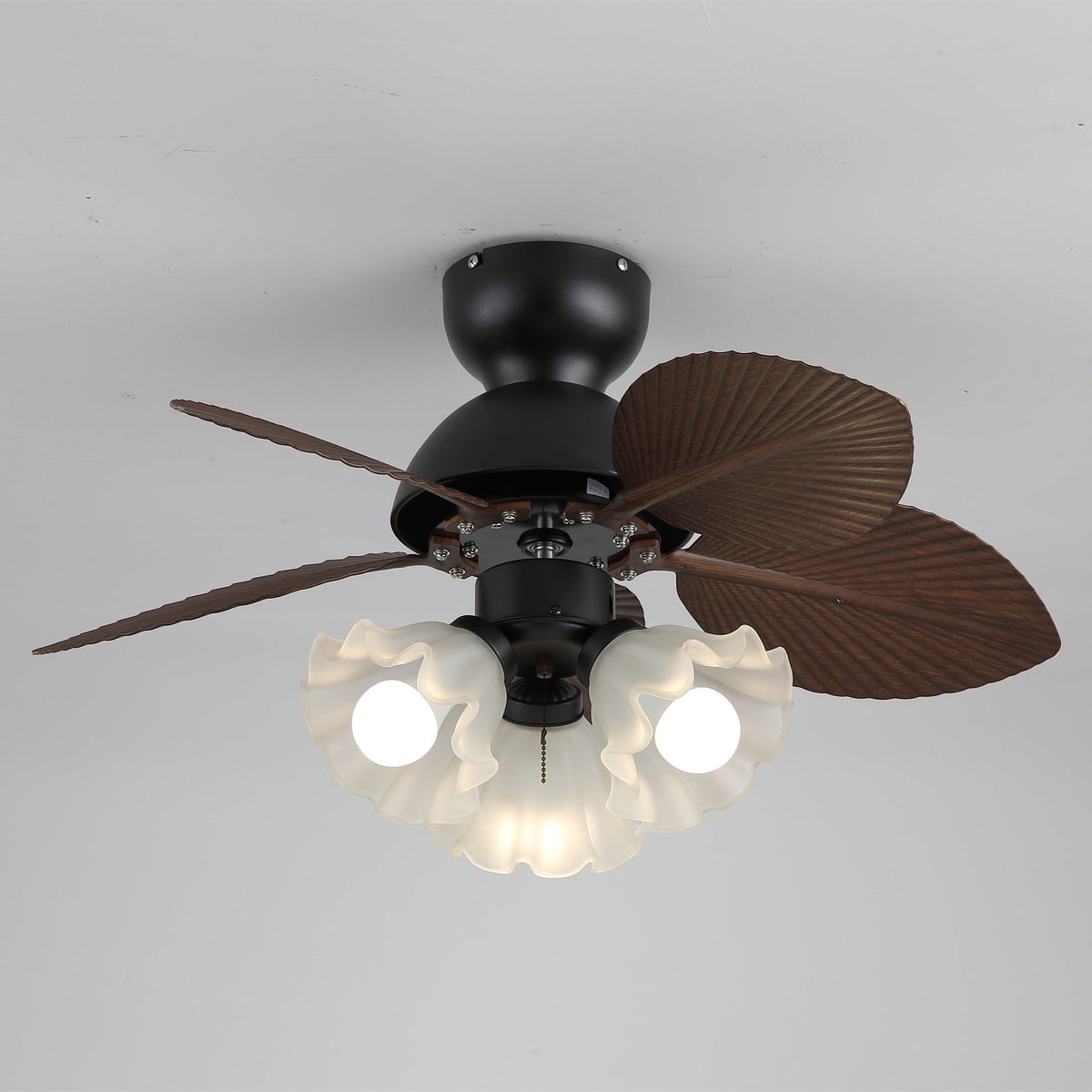 Ceiling Fan with Lighting Ø80cm DC Motor Remote Control Walnut Black 6 Speeds 35W 220V | Sansoti