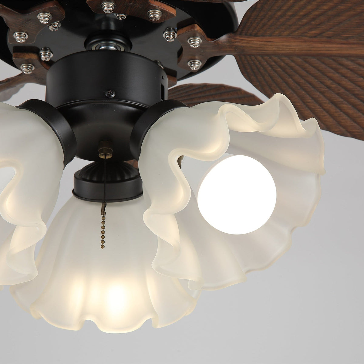 Ceiling Fan with Lighting Ø80cm DC Motor Remote Control Walnut Black 6 Speeds 35W 220V | Sansoti