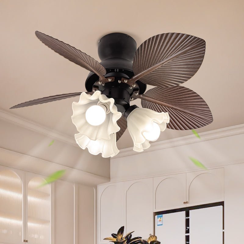 Ceiling Fan with Lighting Ø80cm DC Motor Remote Control Walnut Black 6 Speeds 35W 220V | Sansoti