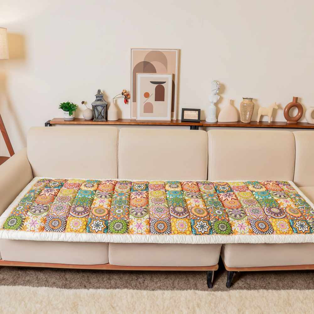 Cotton sofa cover with quilted protective layer 60x180cm non-slip furniture protector seat covers in various colors | Sansoti
