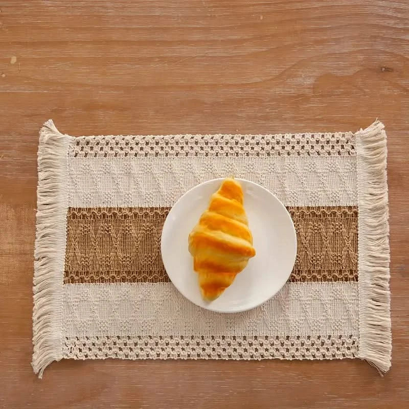 Bohemian-Tischset, Tischsets, hitzebeständig, warmer Sandton, Naturtöne, Tischschutz, Esstisch, Dinner-Atmosphäre | Sansoti