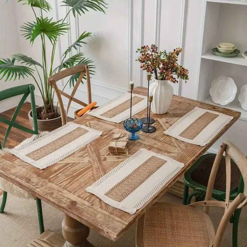 Bohemian Table Set Placemats Heat-Resistant Warm Sand Natural Tones Table Protection Dining Table Dinner Atmosphere | Sansoti