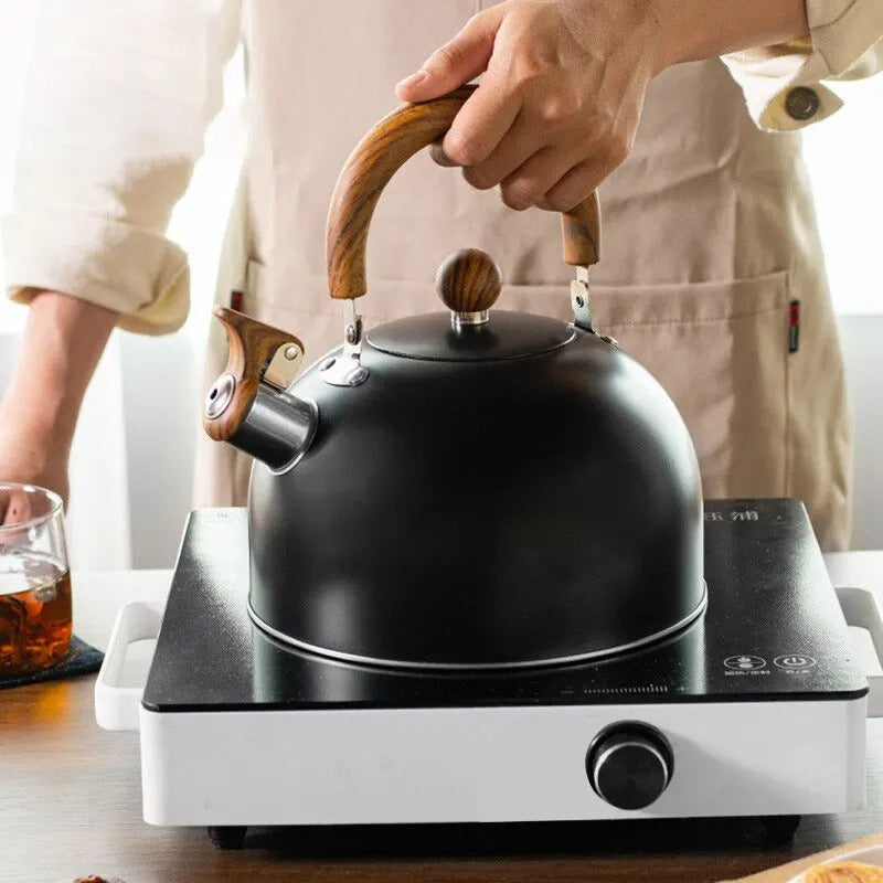 Edelstahl-Pfeifkessel 2,5 L und 3 L Schwarz Weiß Induktion Gas Elektro Warmhaltegriff Teekessel Wasserkessel | Sansoti