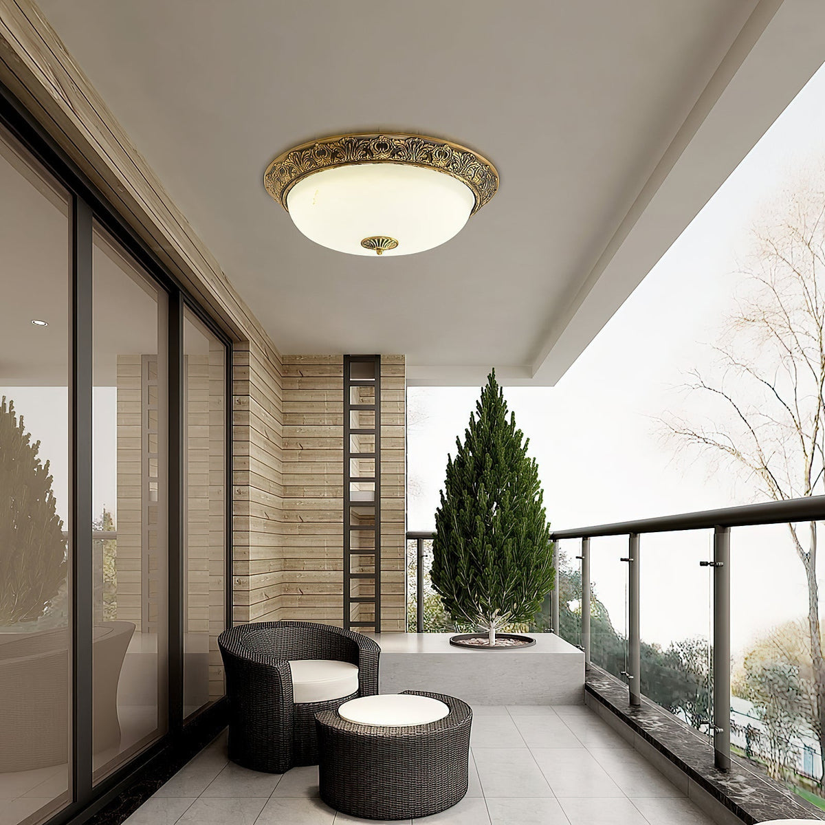 Deckenleuchte mit Glasschirm und Metallrahmen, E27-Fassung, integrierter LED, 30-50 cm, modernes Design für Wohnzimmer | Sansoti