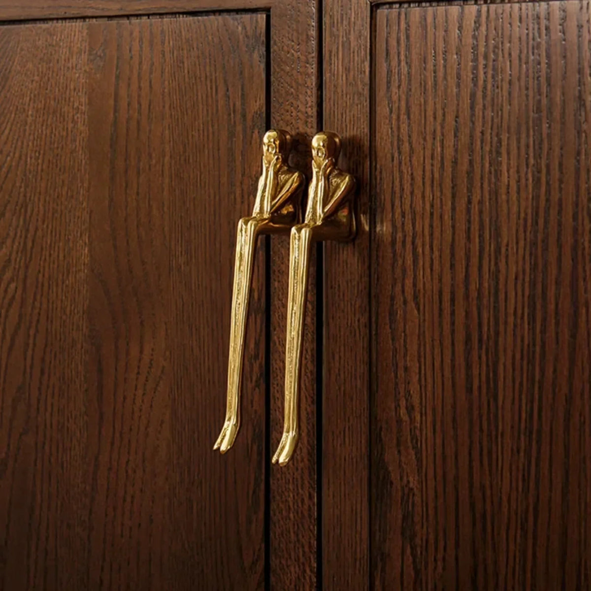 Sculpture Furniture Handle Brass Humanoid Figure Gold Silver Cabinet Handle Door Hardware Nordic Design Cabinet Kitchen | Sansoti