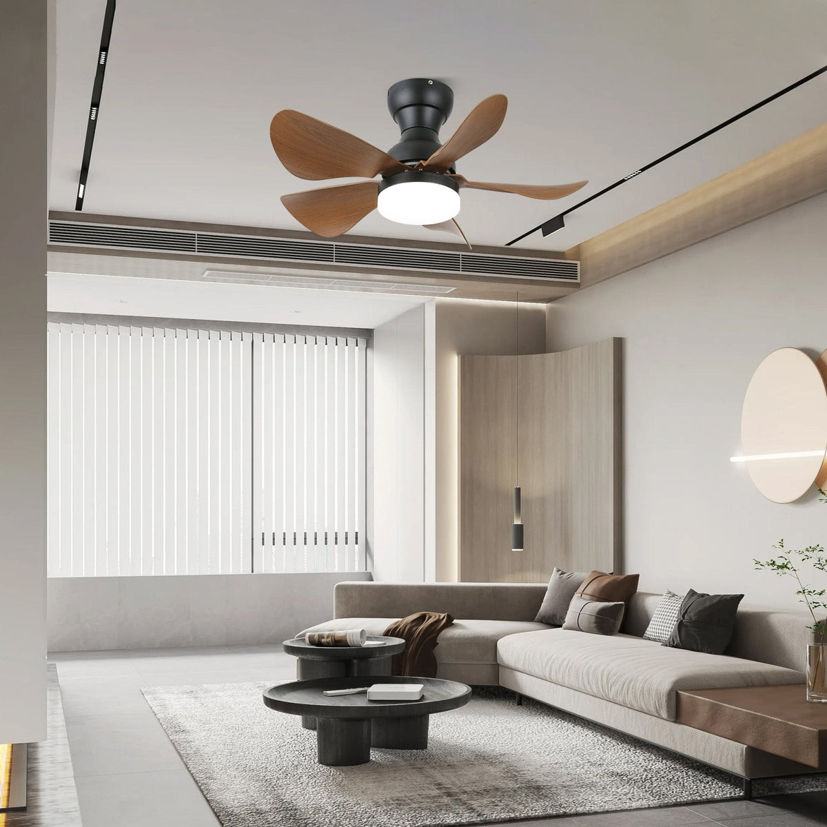 Deckenventilator mit Integrierter LED-Beleuchtung Holzeffekt 74cm | Sansoti