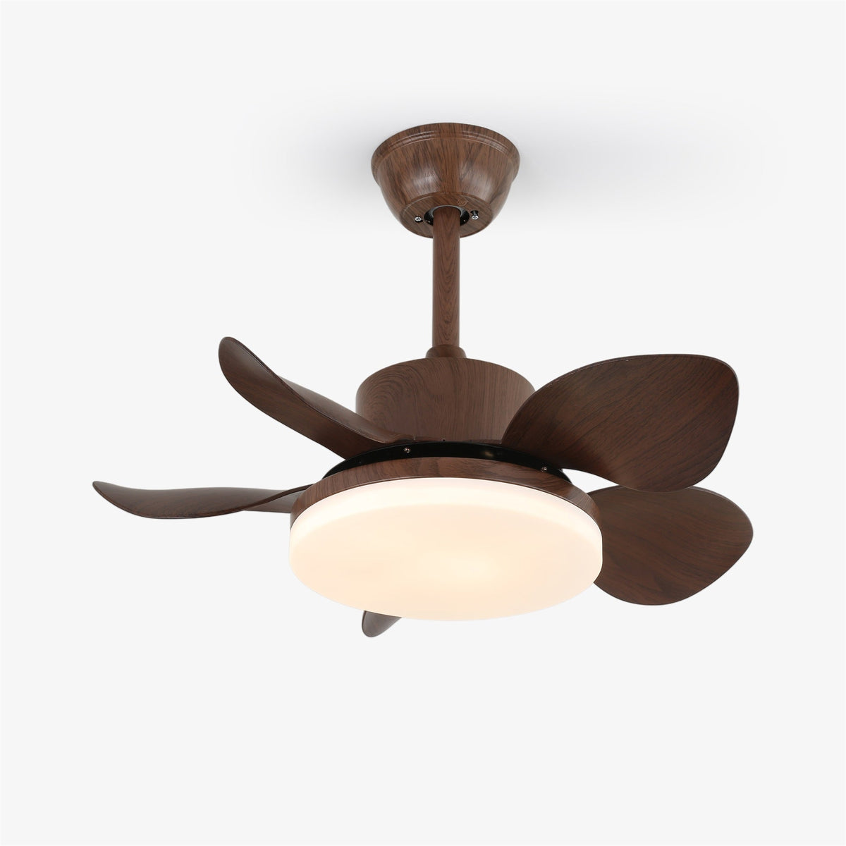 Deckenventilator Alenya mit Holzlook und integrierter Beleuchtung Ø55 cm 48W grau-braune Blätter für alle Jahreszeiten | Sansoti
